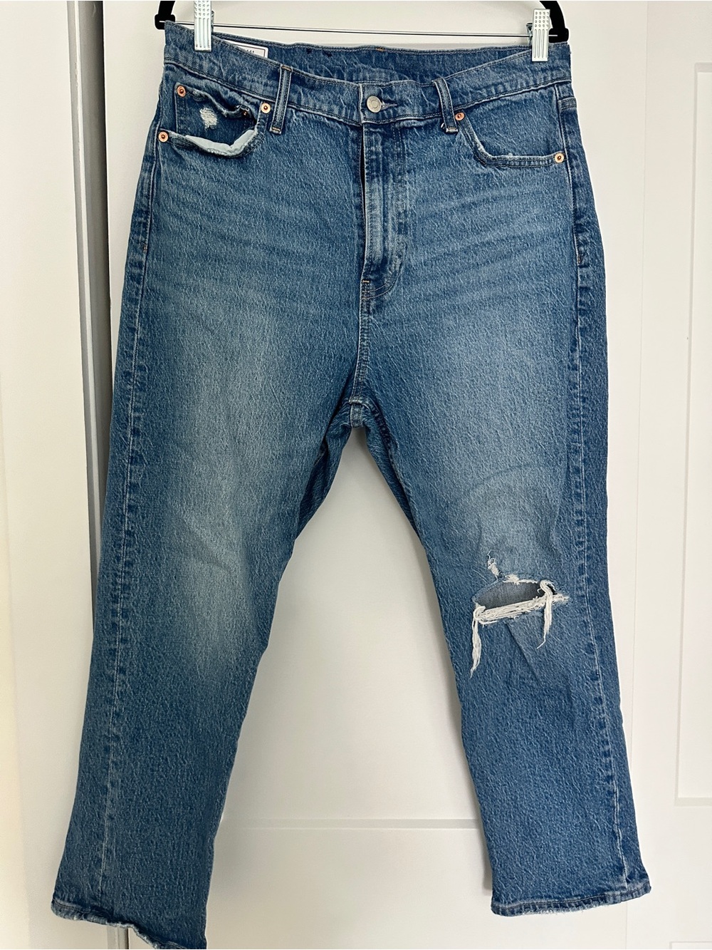 Gap Cheeky Straight Sky High Distressed Blue Denim Jeans